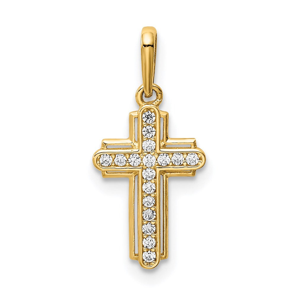 14K Gelbgold 14K Kreuz Zirkonia Anhänger