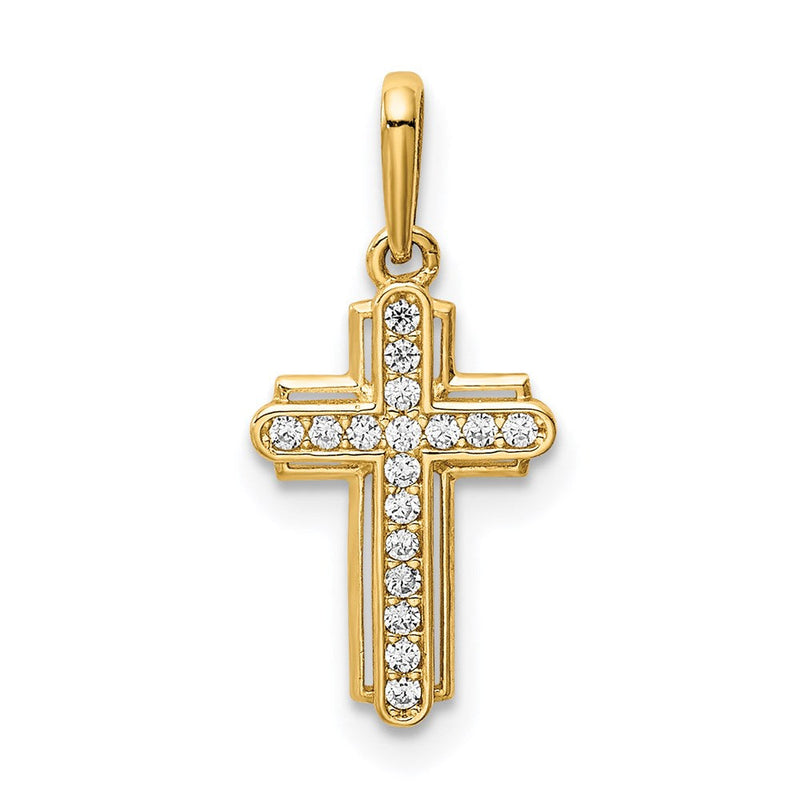14K Gelbgold 14K Kreuz Zirkonia Anhänger