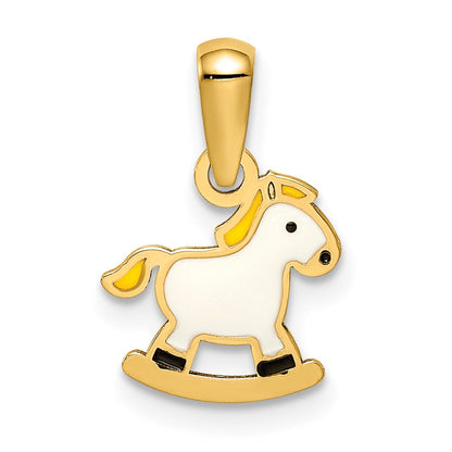 14K Gelbgold 14K Emaille Rocking Pferd Anhänger