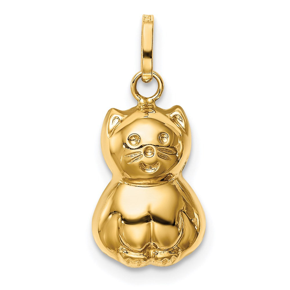 14K Gelbgold 14K Satiniert & Poliert 3d Katze Charm