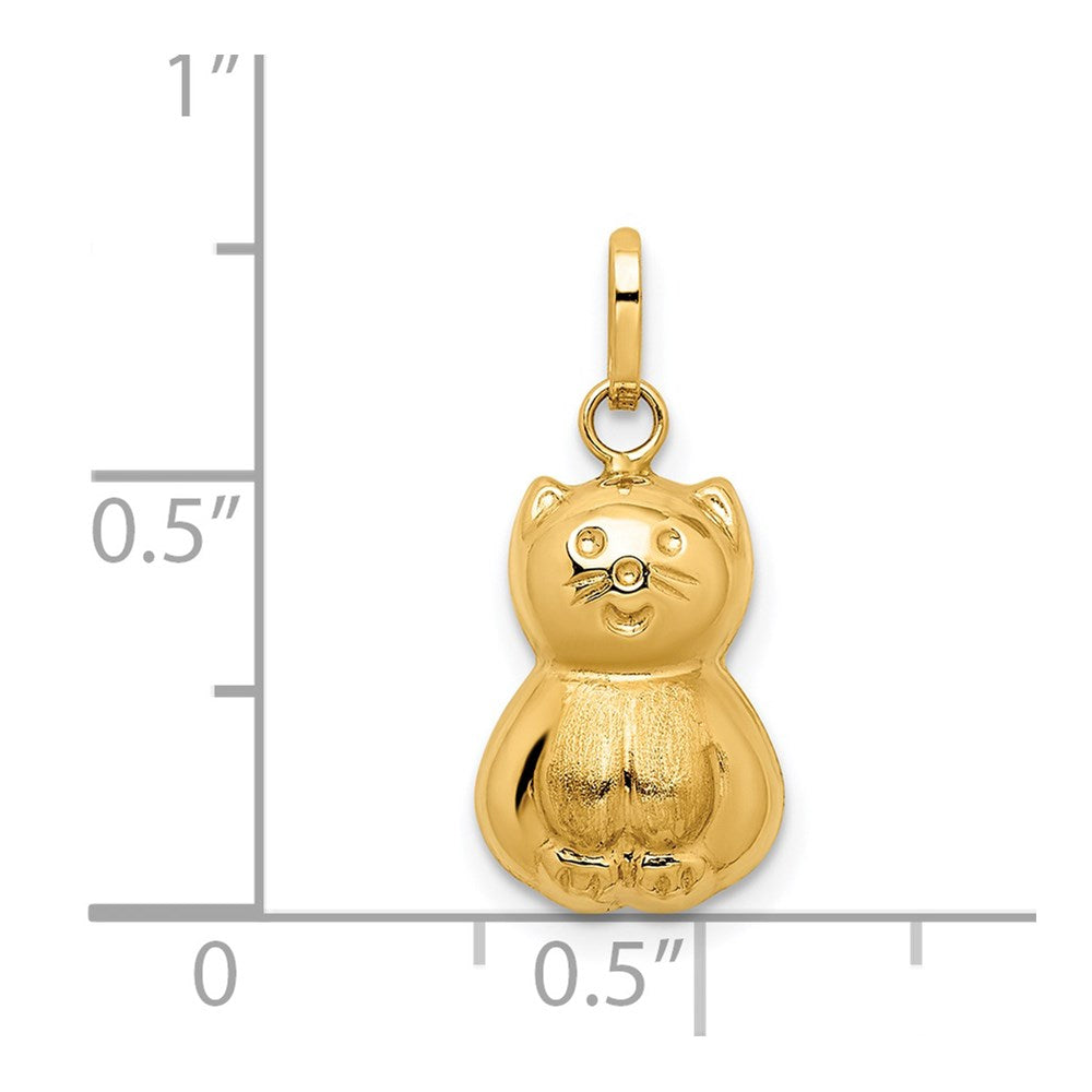 14K Gelbgold 14K Satiniert & Poliert 3d Katze Charm
