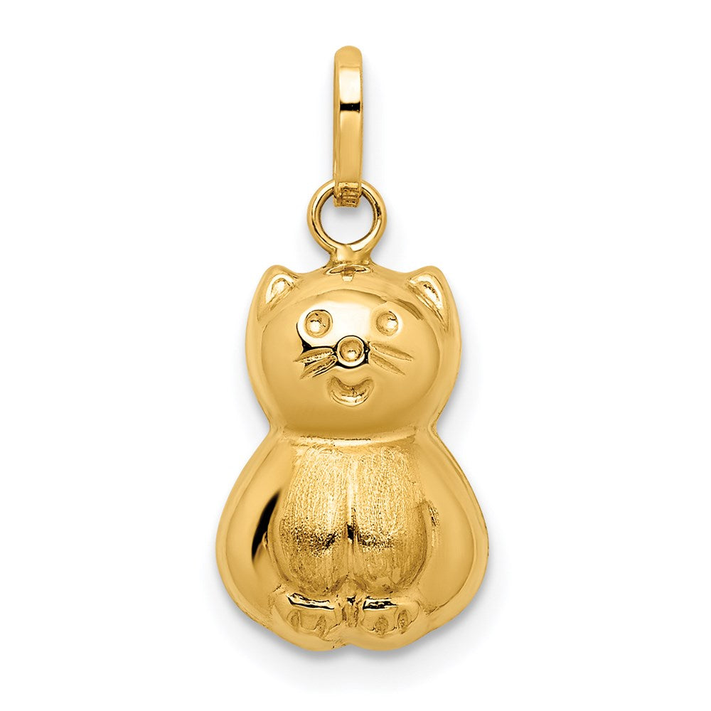 14K Gelbgold 14K Satiniert & Poliert 3d Katze Charm