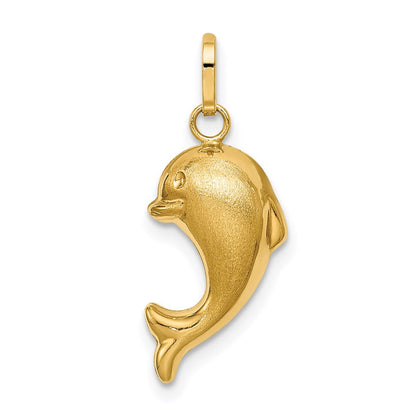14K Gelbgold 14K Hohl Satiniert & Poliert Fisch Charm