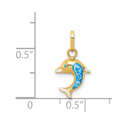 14K Gelbgold 14K Emailliert Dophin Charm