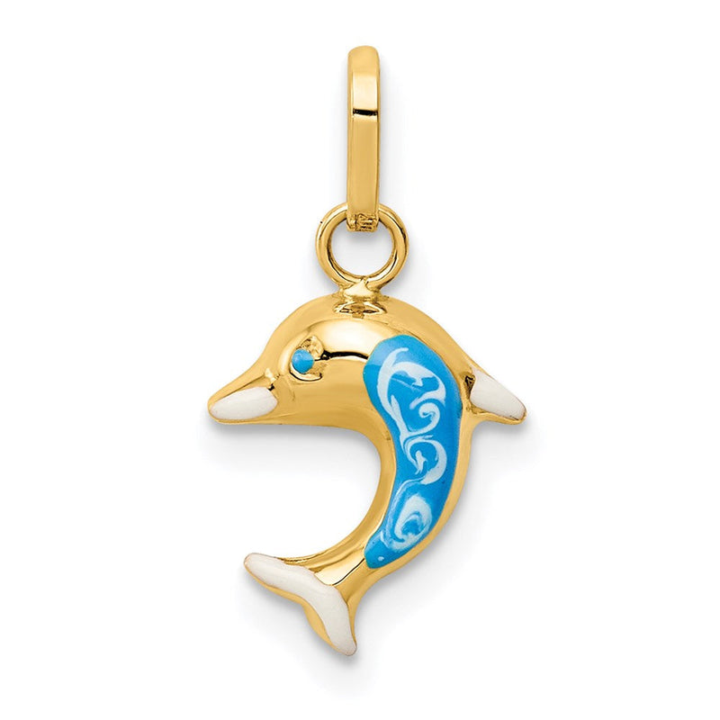 14K Gelbgold 14K Emailliert Dophin Charm