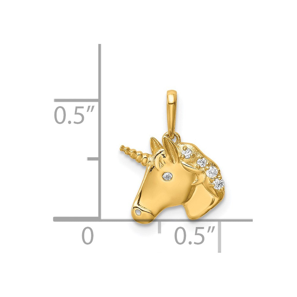14K Gelbgold 14K Einhorn Zirkonia Anhänger