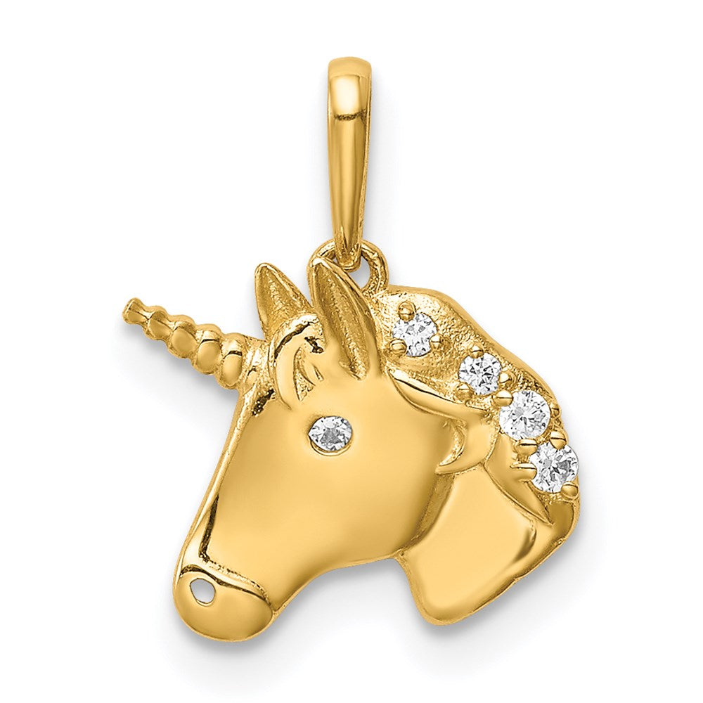 14K Gelbgold 14K Einhorn Zirkonia Anhänger