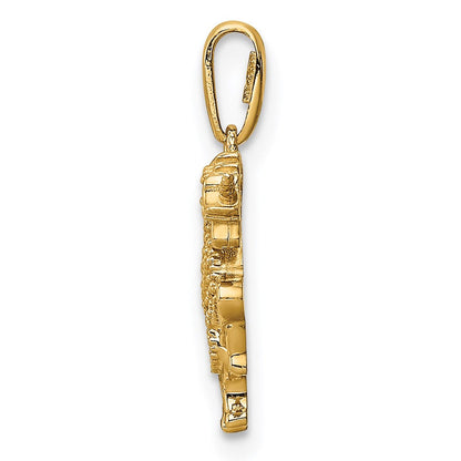 14K Gelbgold 14K Rearing Einhorn Zirkonia Anhänger