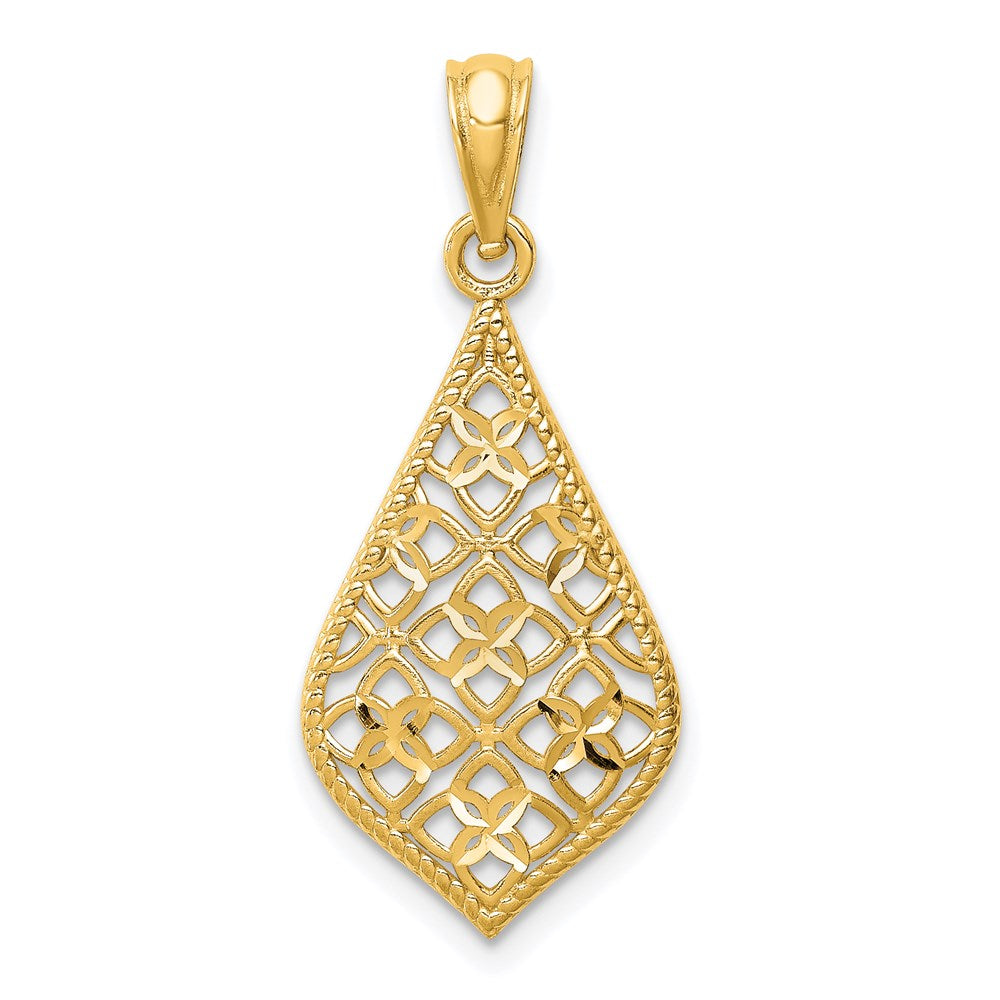 14K Gelbgold Diamantschliff-Anhänger, hängend
