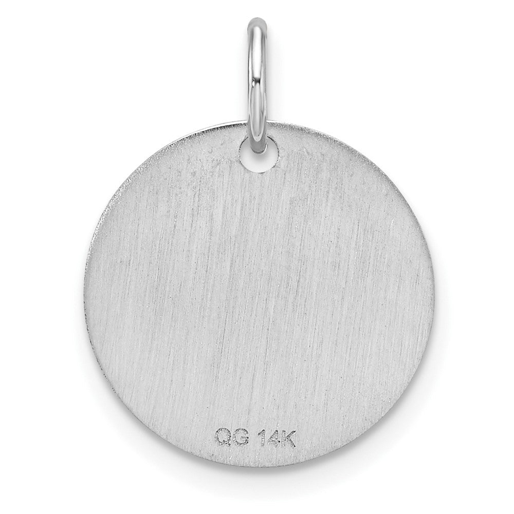 14K Gelbgold Polierter Scheiben-Charm mit schwarzer Emaille und Buchstabe „W