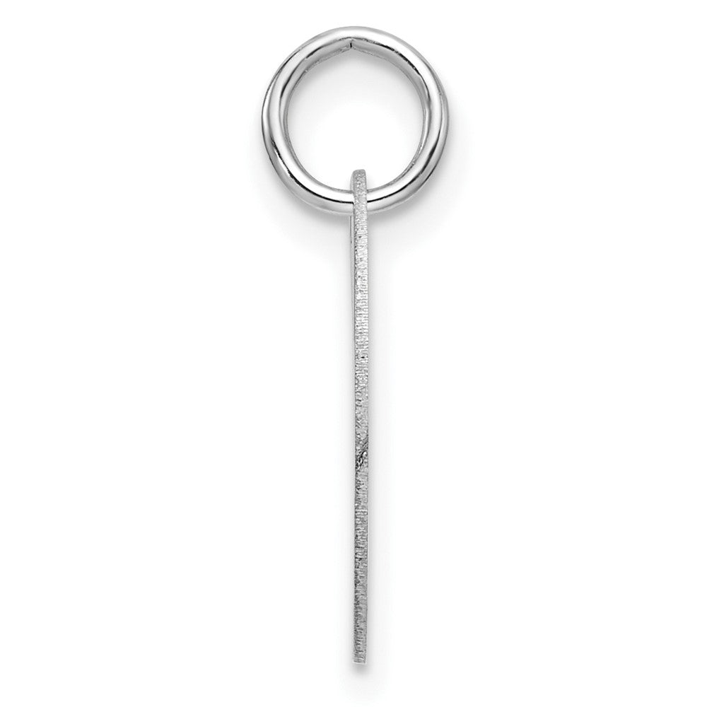 14k Weißgold polierter Charm mit schwarzem Emaille-Buchstabenanhänger "L" als Scheibe