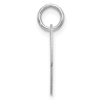 14k Weißgold polierter Charm mit schwarzem Emaille-Buchstabenanhänger "L" als Scheibe