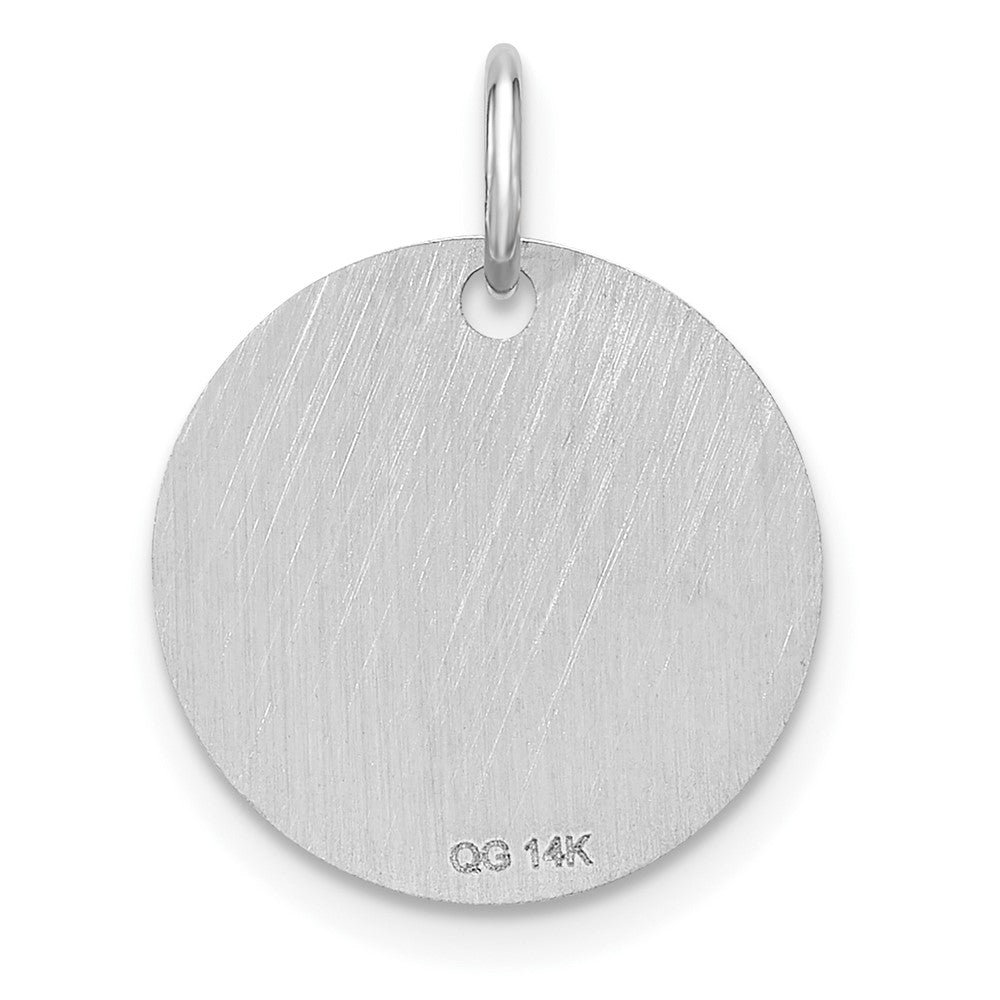 14k Weißgold polierter Charm mit schwarzem Emaille-Buchstabenanhänger "L" als Scheibe