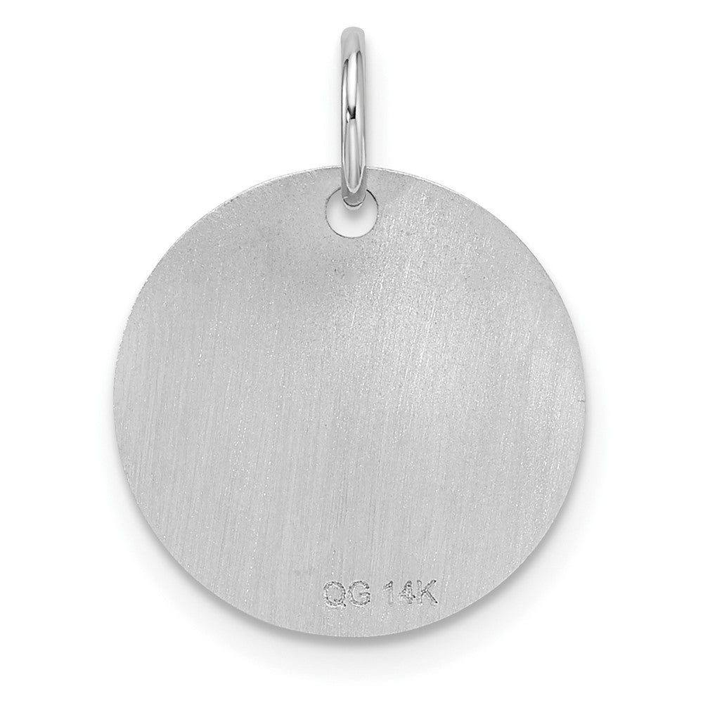 14K Weißgold Polierter Buchstabe O Initial-Scheiben-Charm mit schwarzem Emaille
