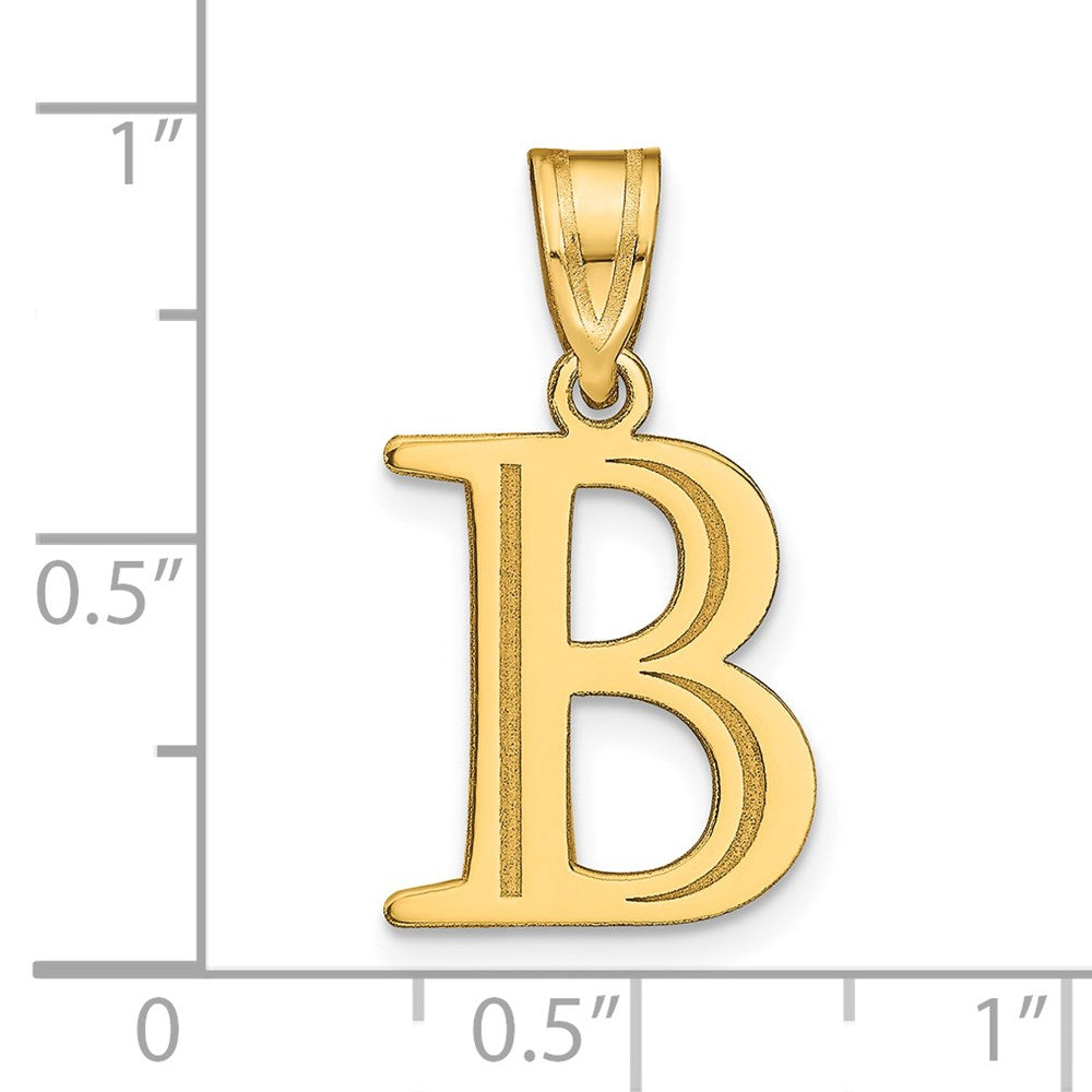 14K Gelbgold 14K Poliert Geätzt Buchstabe B Initiale Anhänger