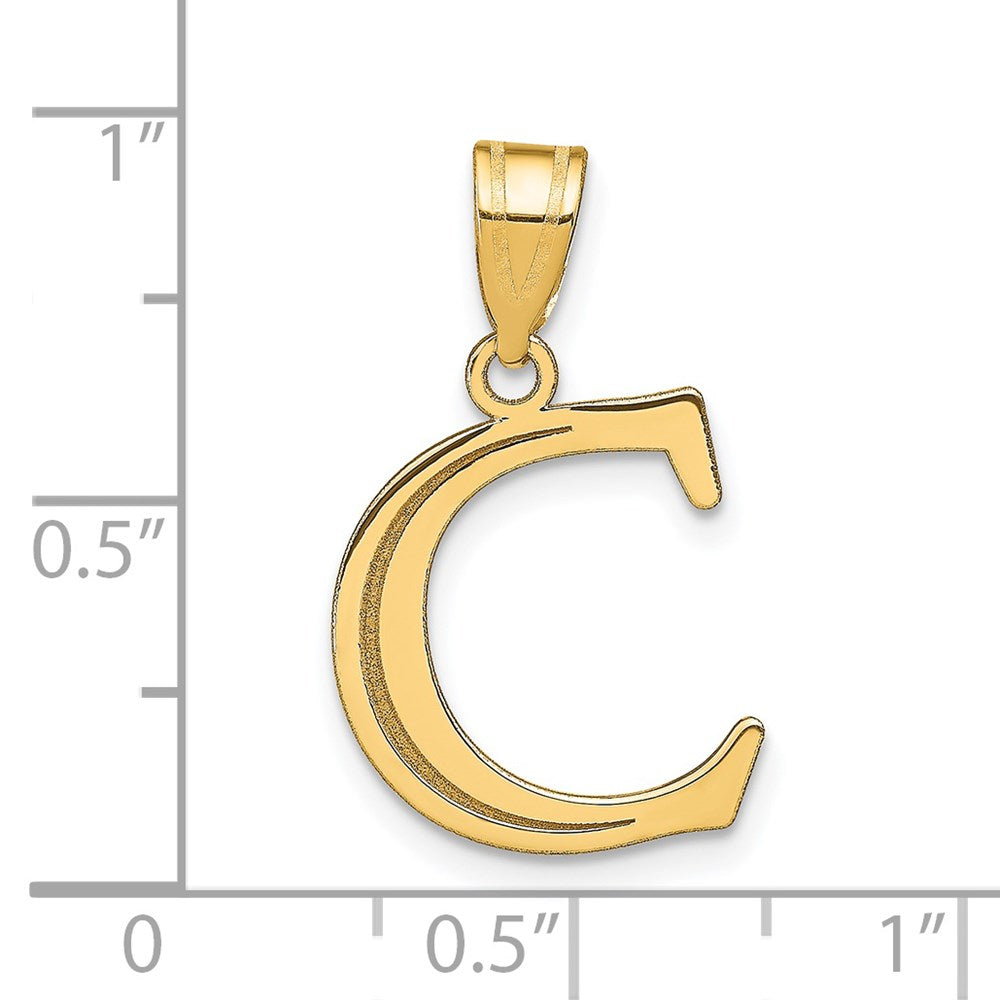 14K Gelbgold 14K Poliert Geätzt Buchstabe C Initiale Anhänger