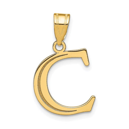 14K Gelbgold 14K Poliert Geätzt Buchstabe C Initiale Anhänger