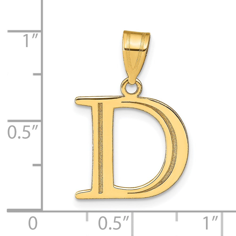 14K Gelbgold 14K Poliert Geätzt Buchstabe D Initiale Anhänger