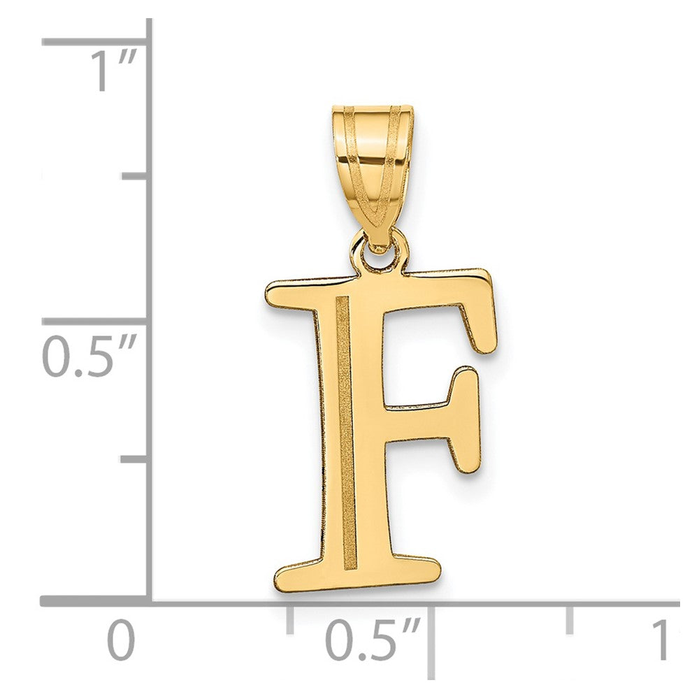 14K Gelbgold 14K Poliert Geätzt Buchstabe F Initiale Anhänger