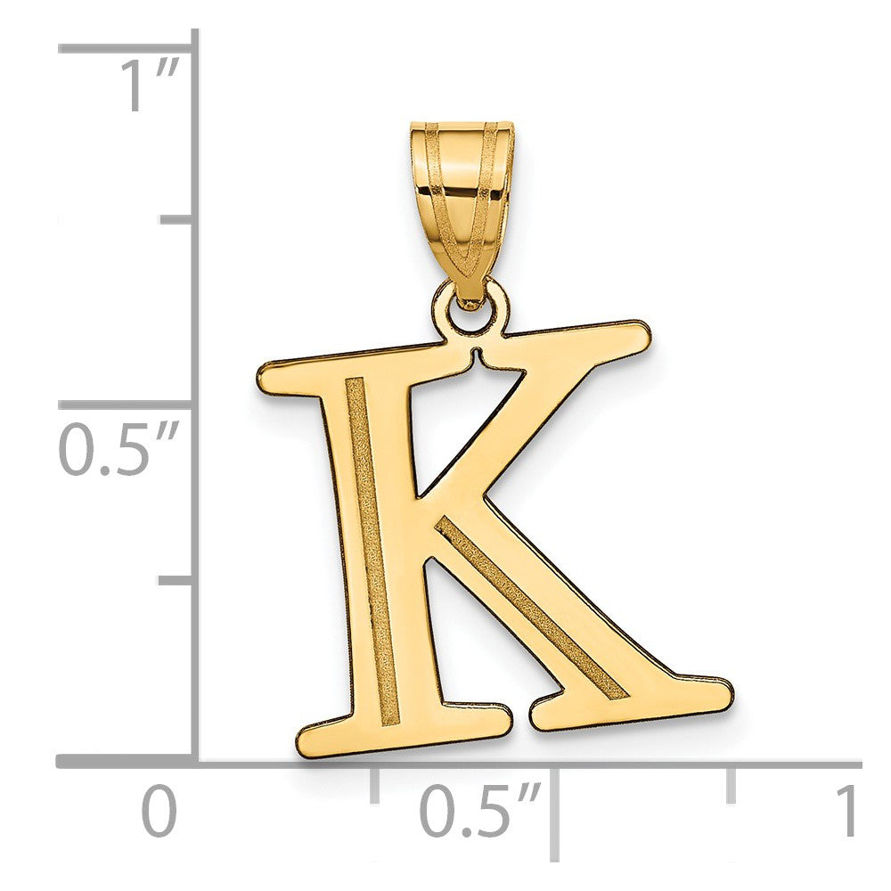 14K Gelbgold 14K Poliert Geätzt Buchstabe K Initiale Anhänger