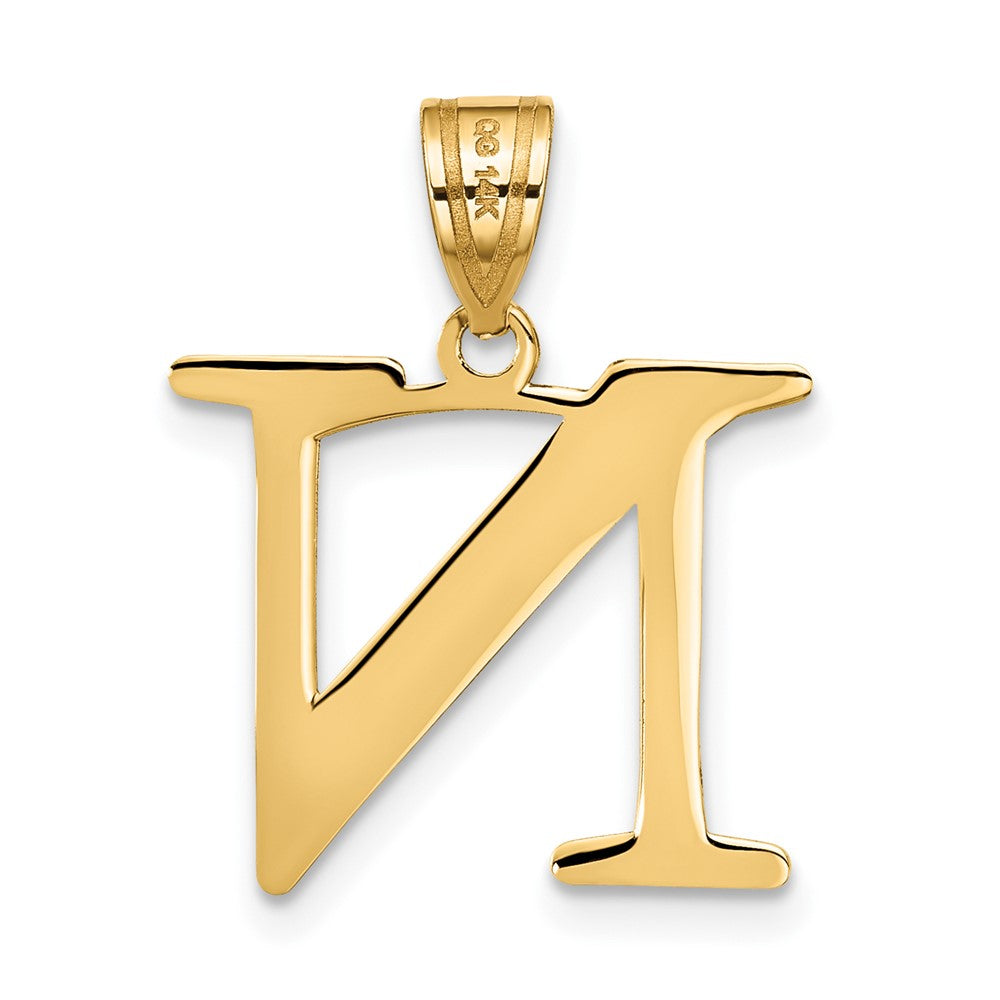 14K Gelbgold 14K Poliert Geätzt Buchstabe N Initiale Anhänger