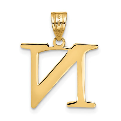 14K Gelbgold 14K Poliert Geätzt Buchstabe N Initiale Anhänger