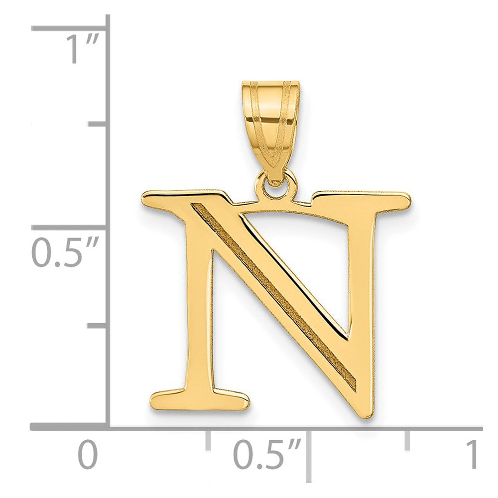 14K Gelbgold 14K Poliert Geätzt Buchstabe N Initiale Anhänger
