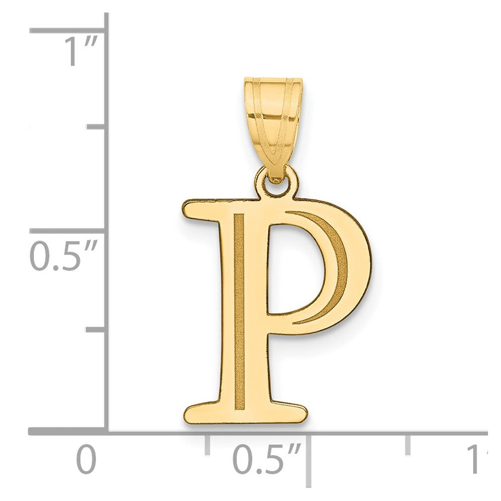 14K Gelbgold 14K Poliert Geätzt Buchstabe P Initiale Anhänger