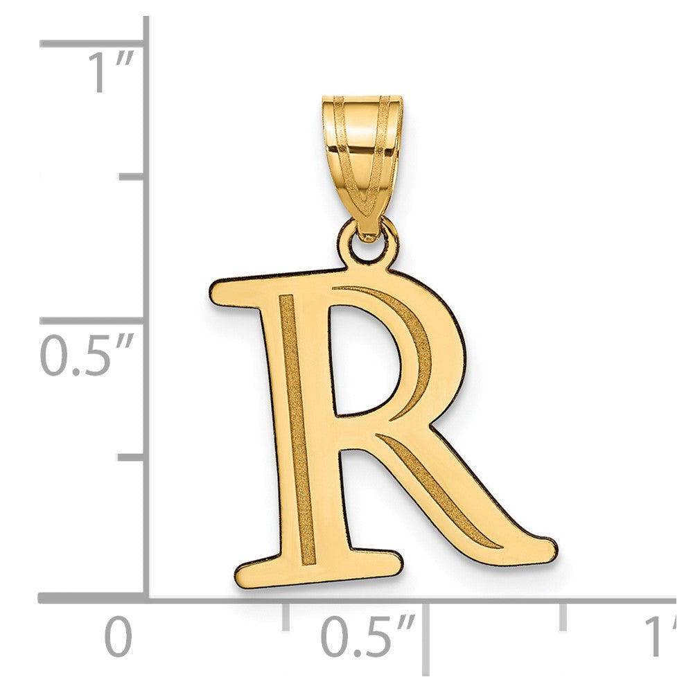 14K Gelbgold 14K Poliert Geätzt Buchstabe R Initiale Anhänger