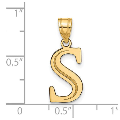 14K Gelbgold 14K Poliert Geätzt Buchstabe S Initiale Anhänger