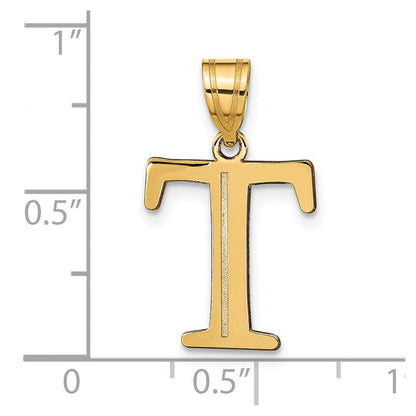 14K Gelbgold 14K Poliert Geätzt Buchstabe T Initiale Anhänger