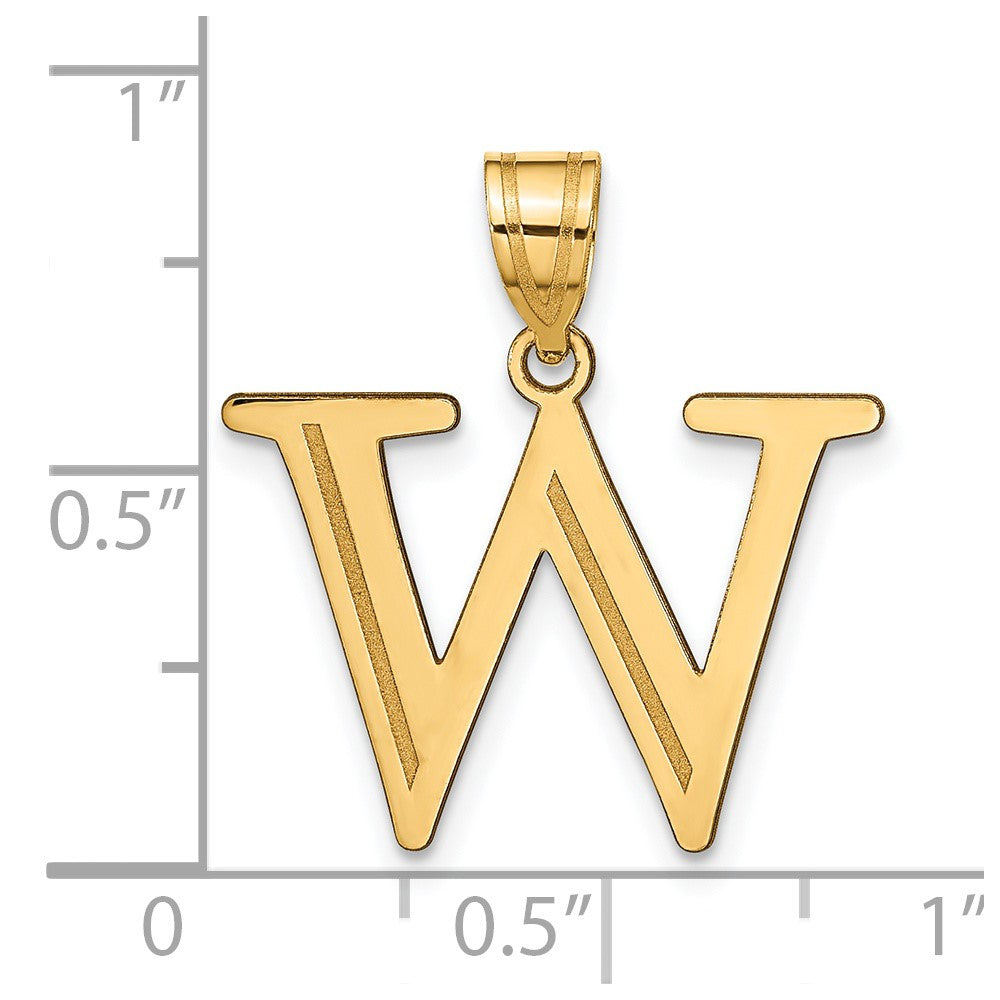 14K Gelbgold 14K Poliert Geätzt Buchstabe W Initiale Anhänger