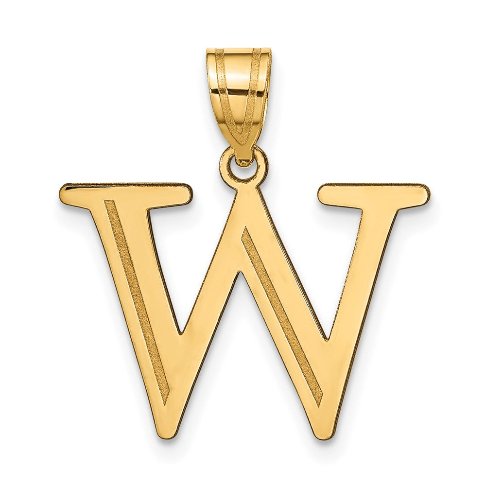 14K Gelbgold 14K Poliert Geätzt Buchstabe W Initiale Anhänger