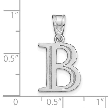 14K Weißgold 14kw Poliert Geätzt Buchstabe B Initiale Anhänger