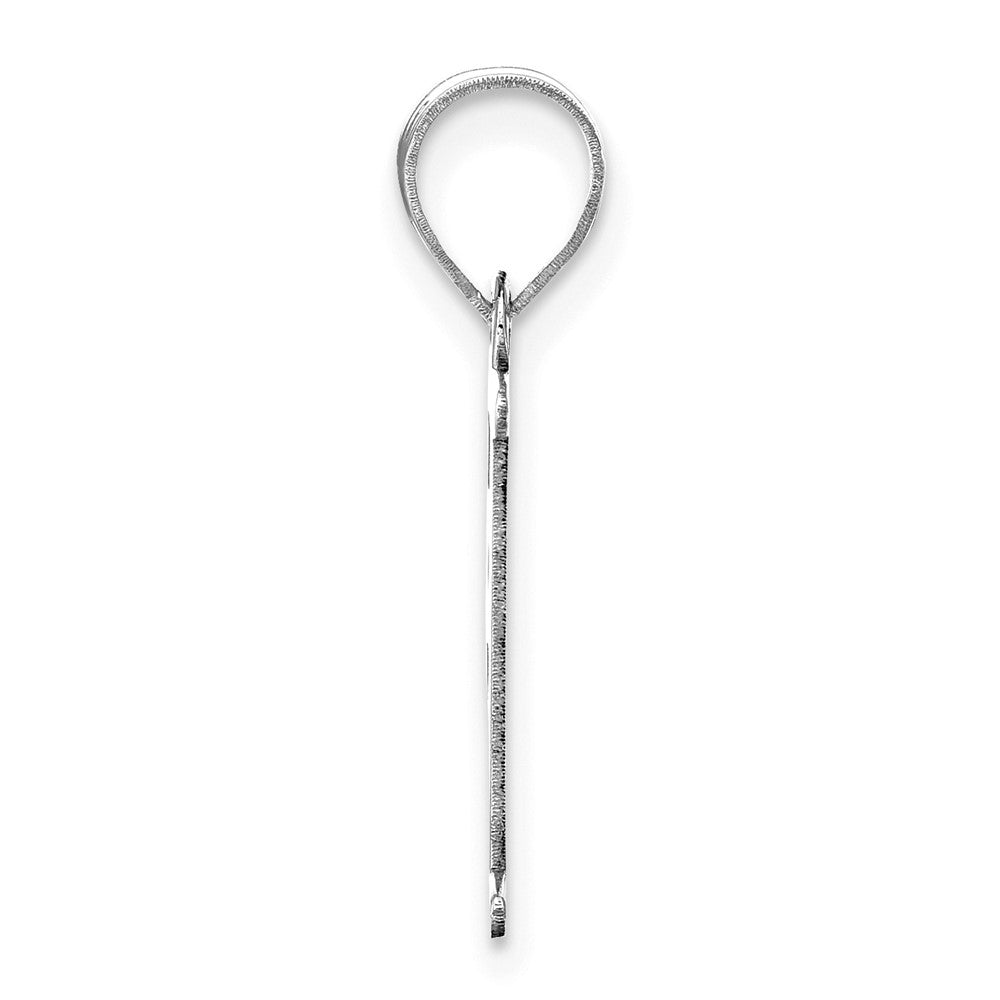 14K Weißgold 14kw Poliert Geätzt Buchstabe F Initiale Anhänger