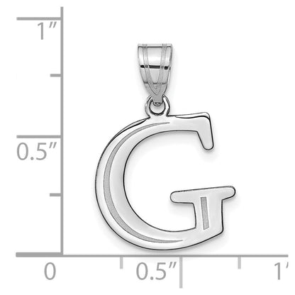 14K Weißgold 14kw Poliert Geätzt Buchstabe G Initiale Anhänger