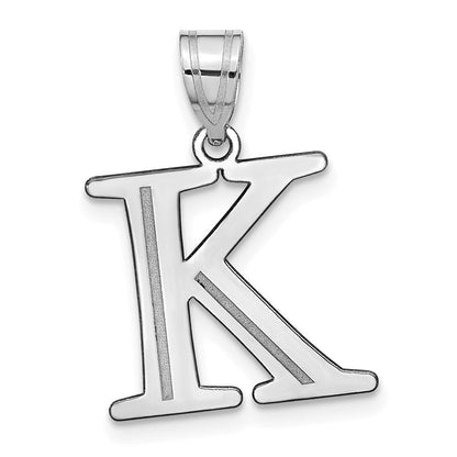 14K Weißgold 14kw Poliert Geätzt Buchstabe K Initiale Anhänger
