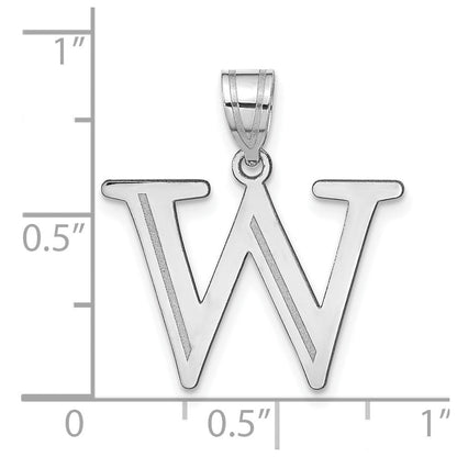 14K Weißgold 14kw Poliert Geätzt Buchstabe W Initiale Anhänger