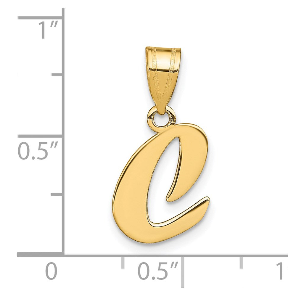 14K Gelbgold 14K Poliert Schreibschrift Buchstabe C Initiale Anhänger