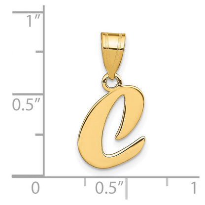 14K Gelbgold 14K Poliert Schreibschrift Buchstabe C Initiale Anhänger