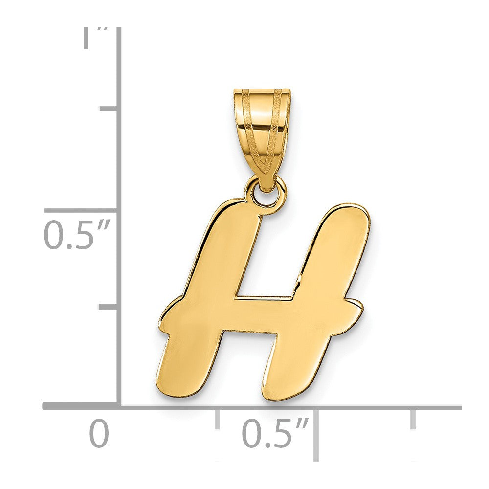 14K Gelbgold 14K Poliert Schreibschrift Buchstabe H Initiale Anhänger