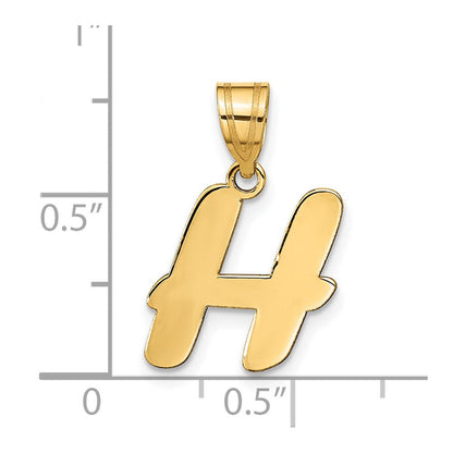 14K Gelbgold 14K Poliert Schreibschrift Buchstabe H Initiale Anhänger