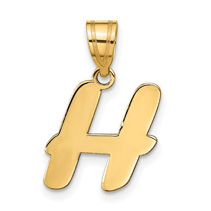 14K Gelbgold 14K Poliert Schreibschrift Buchstabe H Initiale Anhänger