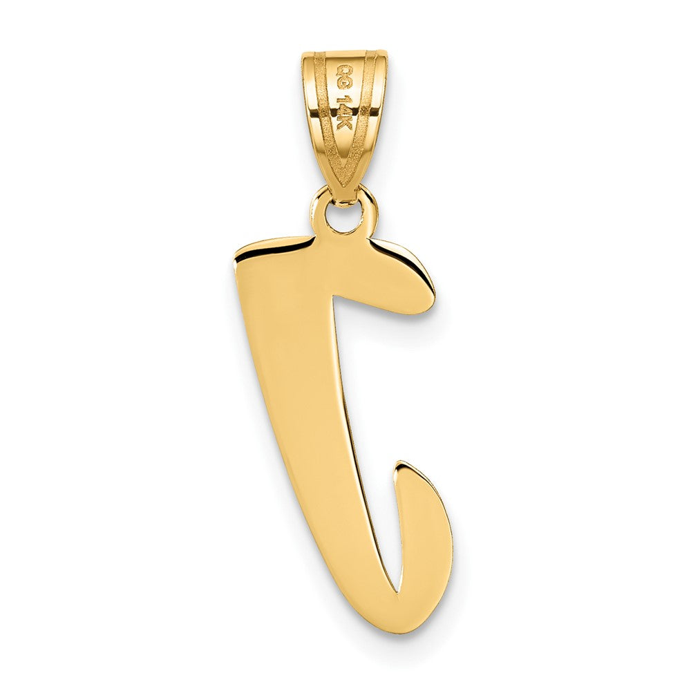 14K Gelbgold 14K Poliert Schreibschrift Buchstabe J Initiale Anhänger