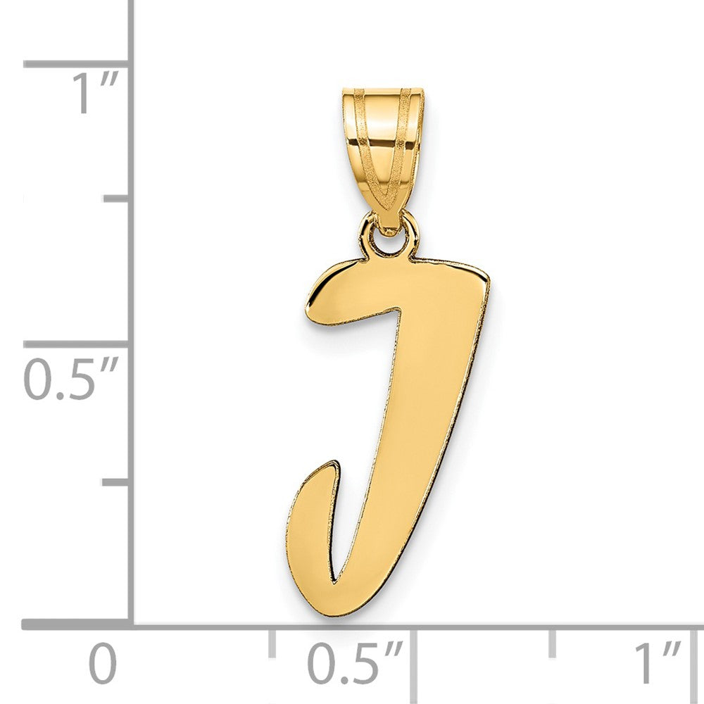 14K Gelbgold 14K Poliert Schreibschrift Buchstabe J Initiale Anhänger