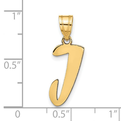14K Gelbgold 14K Poliert Schreibschrift Buchstabe J Initiale Anhänger