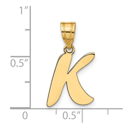 14K Gelbgold 14K Poliert Schreibschrift Buchstabe K Initiale Anhänger