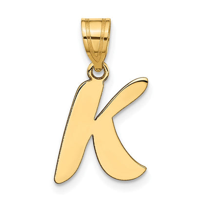 14K Gelbgold 14K Poliert Schreibschrift Buchstabe K Initiale Anhänger