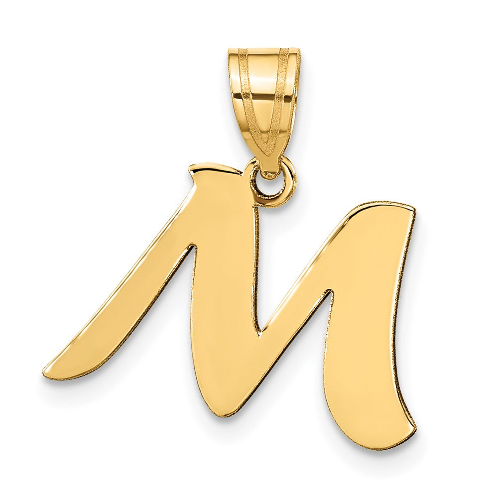 14K Gelbgold 14K Poliert Schreibschrift Buchstabe M Initiale Anhänger