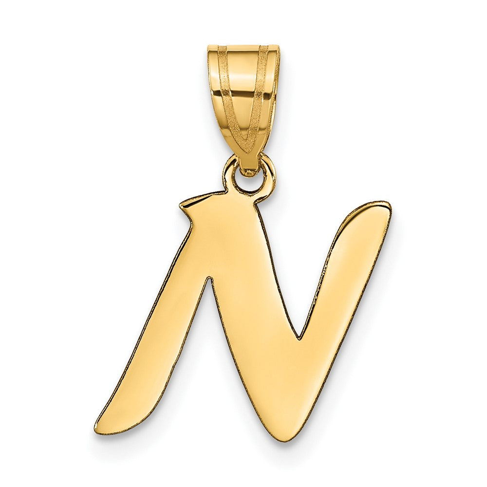 14K Gelbgold 14K Poliert Schreibschrift Buchstabe N Initiale Anhänger